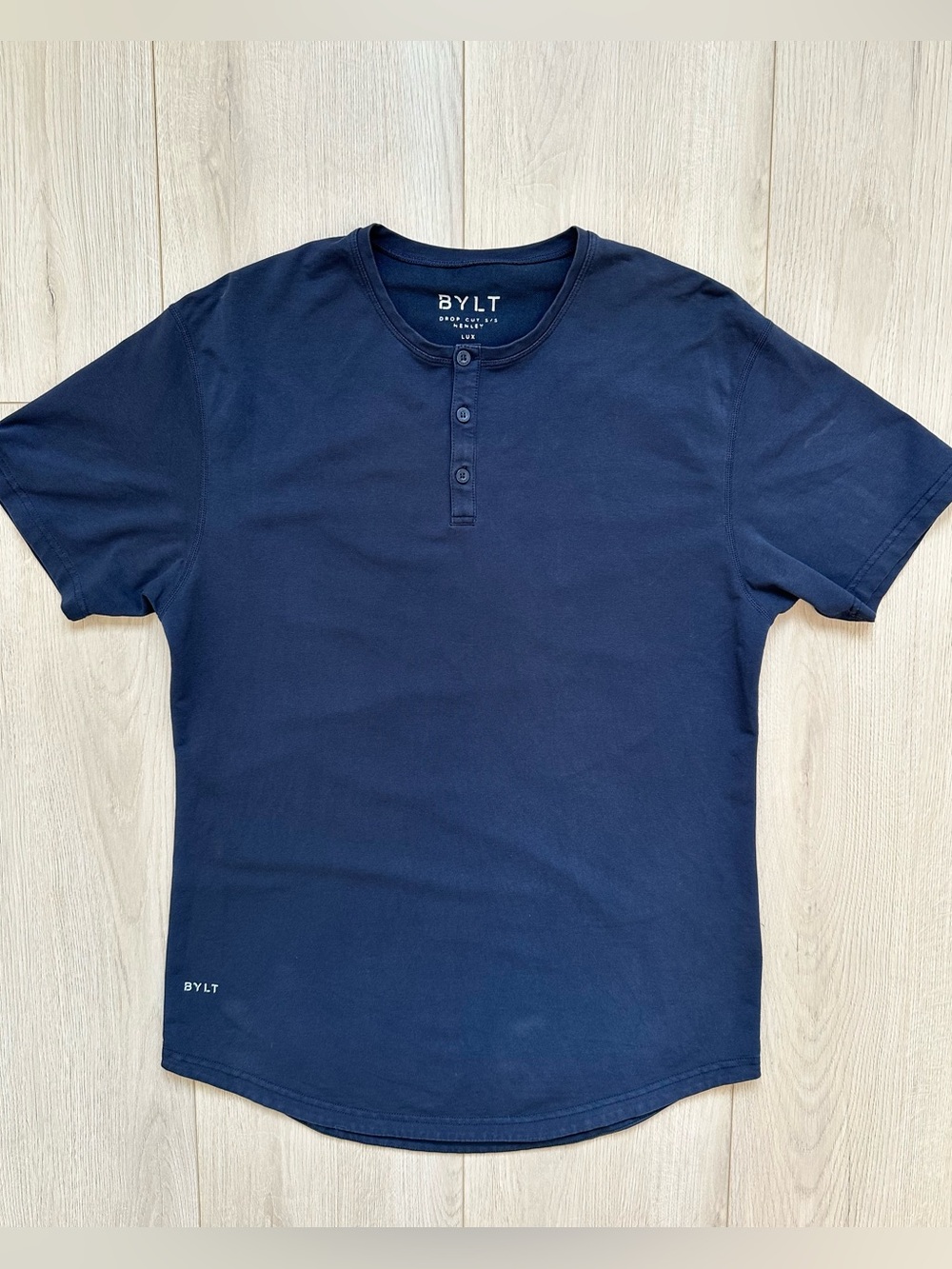 Men's BYLT Navy Henley Short Sleeve Shirt